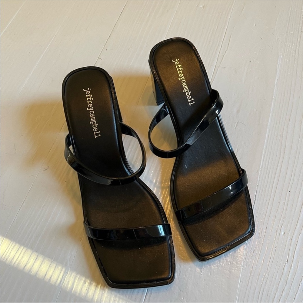 Jeffery Campbell Double Strap Black Block Heels 8